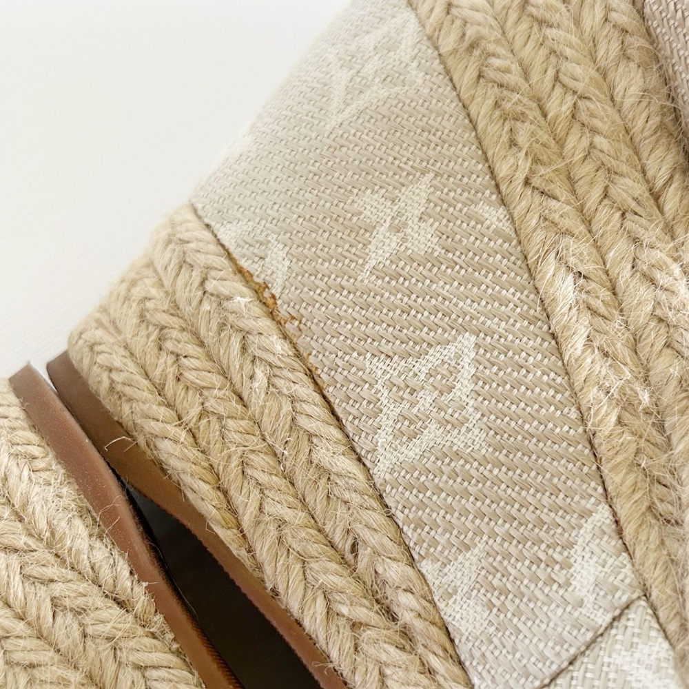 Louis Vuitton Beige Monogram Canvas Espadrille Ankle Strap Wedges Size EU 40 - Picture 16 of 16